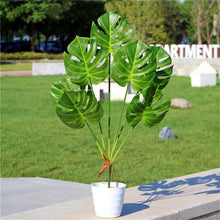 Load image into Gallery viewer, 80cm 7fork Large Artificial Tropical Tree Fake Plastic Plant Branch Big Green Palm Tree Monstera Foliage for Autumn Home Decor