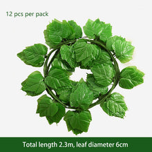 Load image into Gallery viewer, Luyue 12Pcs 230CM 7.5 ft Long Artificial Plants Green Ivy Leaves Artificial Grape Vine Fake Foliage Leaves Home Wedding Decorati
