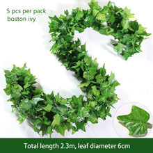 Load image into Gallery viewer, Luyue 12Pcs 230CM 7.5 ft Long Artificial Plants Green Ivy Leaves Artificial Grape Vine Fake Foliage Leaves Home Wedding Decorati
